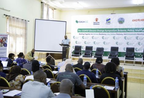 Elias Mtinda, ActionAid Tanzania Program and Partnership Manager giving an opening remark during the Pre-COP27 Climate Change Symposium Conducted by ActionAid Tanzania in Partnership with FORUM CC, Save the Children, PINGO's Forum and Climate Action Network Tanzania in Morogoro on October 18, 2022