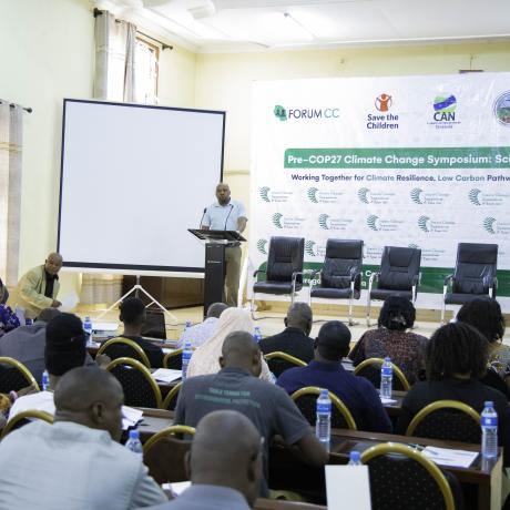 Elias Mtinda, ActionAid Tanzania Program and Partnership Manager giving an opening remark during the Pre-COP27 Climate Change Symposium Conducted by ActionAid Tanzania in Partnership with FORUM CC, Save the Children, PINGO's Forum and Climate Action Network Tanzania in Morogoro on October 18, 2022